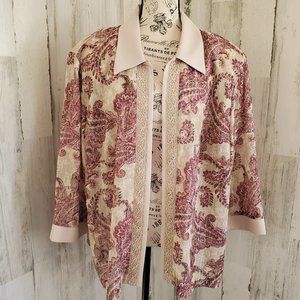 🎉HP🎉 ANNA MAXWELL SHEER COLLARED PAISLEY CARDIGAN SHIRT with METALLIC THREADS